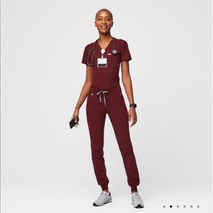 FIGS burgundy scrubs set